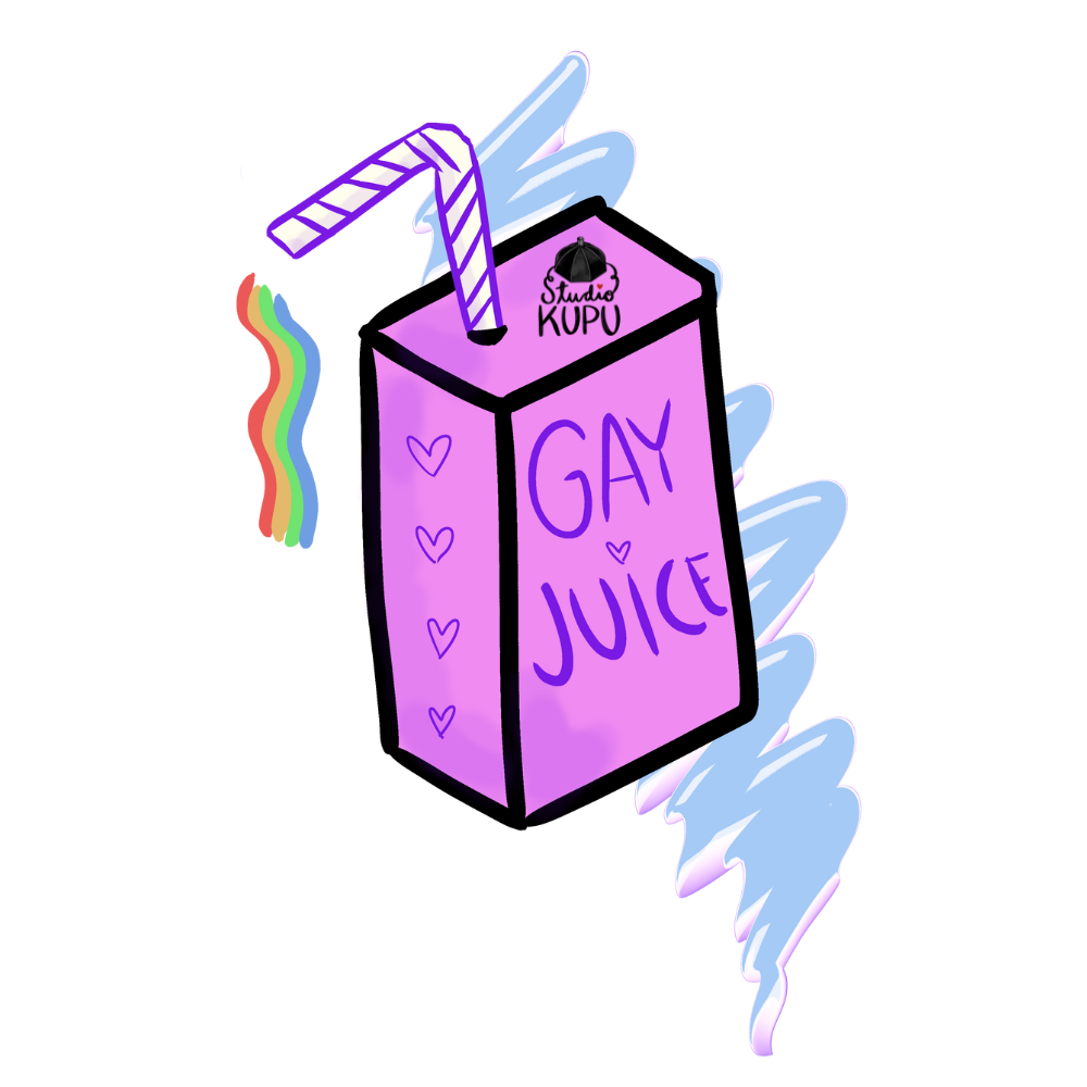 Tukituotteen ennakkomyynti: Gay juice -tarra